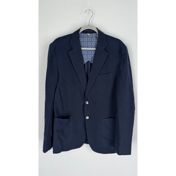 Hardy Amies Brinsley Fit Unstructured Wool Jacket Blazer Dark Navy Mens 42R New - Picture 1 of 9